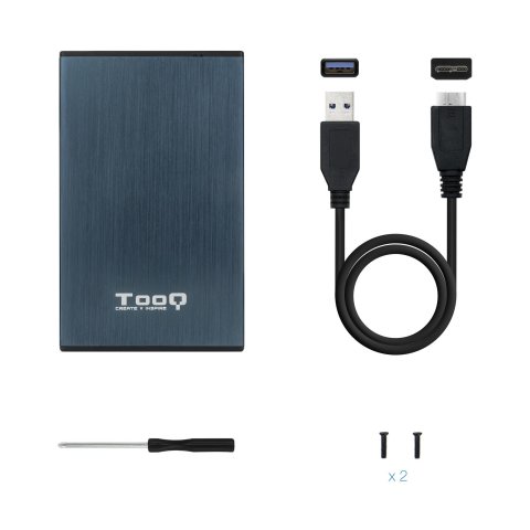 Caja Externa 2.5" Usb 3.0 Tooq Tqe-2527pb Para Hd Hasta 9,5mm Sata Usb 3.0 3.1 Gen1 Azul Pacifico