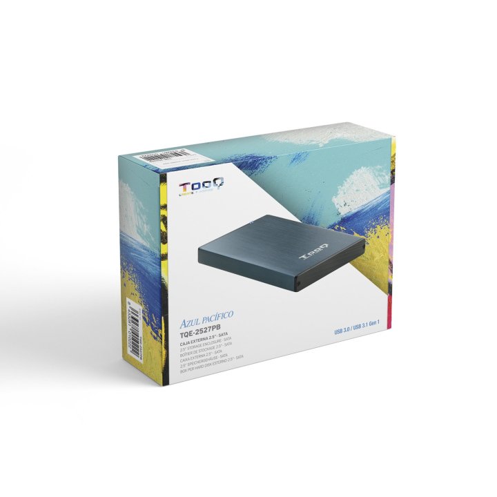 Caja Externa 2.5" Usb 3.0 Tooq Tqe-2527pb Para Hd Hasta 9,5mm Sata Usb 3.0 3.1 Gen1 Azul Pacifico