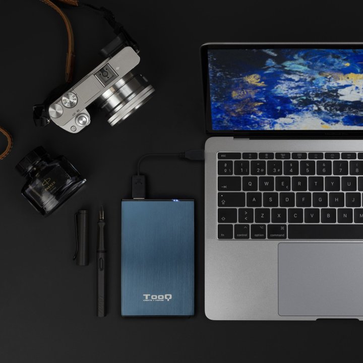 Caja Externa 2.5" Usb 3.0 Tooq Tqe-2527pb Para Hd Hasta 9,5mm Sata Usb 3.0 3.1 Gen1 Azul Pacifico