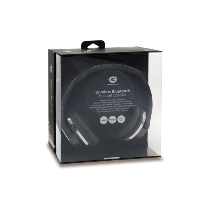 Headset Bluetooth Concetronic Eligio Con Funcion Altavoz  Manos Libres Reproduce Desde  Microsd Color Negro