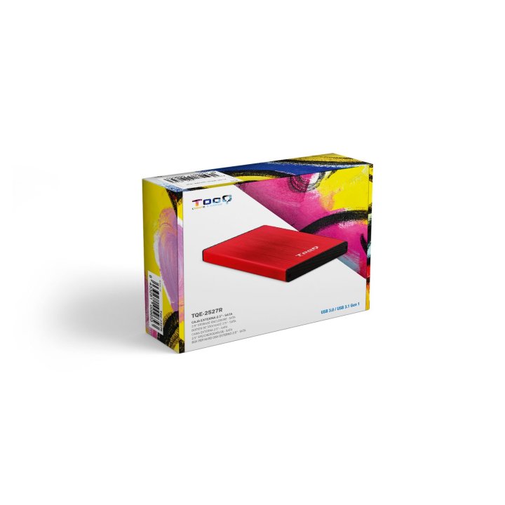 Caja Externa 2.5" Usb 3.0 Tooq Tqe-2527r Para Hd Hasta 9,5mm Sata Usb 3.0 3.1 Gen1 Roja