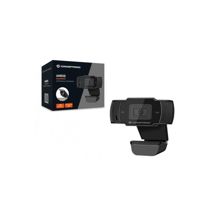 Webcam Hd Conceptronic Amdis 1080p Interpolado Usb 3.6mm 30fps Angulo Vision 68º Microfono Integrado