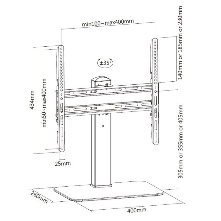 Soporte De Mesa Con Base Equip 650611 Para 1 Pantalla 32" - 55" Rotacion 35 Max. Vesa 400x400 Hasta 40kgs