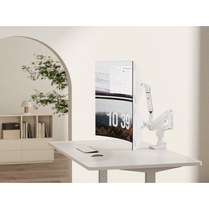 Soporte De Mesa Equip 650183 Para 2 Pantalla De 17"-35" Blanco Max. 20kg Por Pantalla Max.vesa 100x100 Resorte De Gas