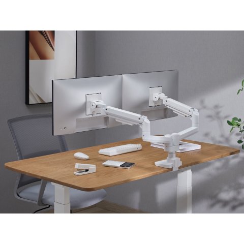 Soporte De Mesa Equip 650183 Para 2 Pantalla De 17"-35" Blanco Max. 20kg Por Pantalla Max.vesa 100x100 Resorte De Gas