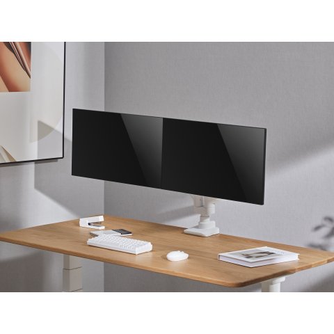Soporte De Mesa Equip 650183 Para 2 Pantalla De 17"-35" Blanco Max. 20kg Por Pantalla Max.vesa 100x100 Resorte De Gas