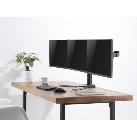 Soporte De Mesa Con Base Equip 650125 Para 3 Pantallas 13"-27" Doble Brazo Vesa Standard Hasta 8kg