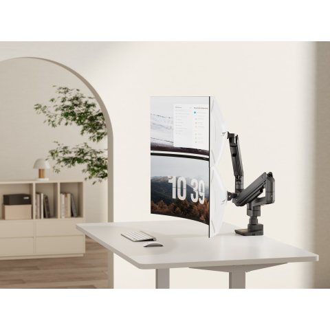 Soporte De Mesa Equip 650182 Para 2 Pantalla De 17"-35" Negro Max. 20kg Por Pantalla Max.vesa 100x100 Resorte De Gas