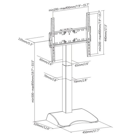 Soporte De Mesa Con Base Equip 650610 Para 1 Pantalla 32" - 65" Motorizado Fijo Max. Vesa 400x400 Hasta 50kgs