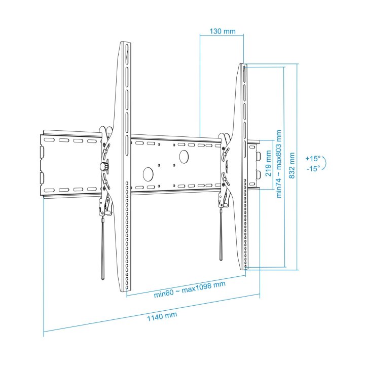 Soporte De Pared Fijo Tooq Lp42130t-b Para Pantalla 60-100" Max. 130kg Vesa Max. 1000x800 Inclinacio
