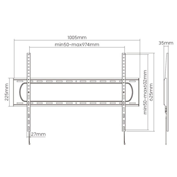 Soporte De Pared Fijo Equip Para Pantalla 60"- 120" Heavy Duty Max. 120kgs Vesa Max 900x400