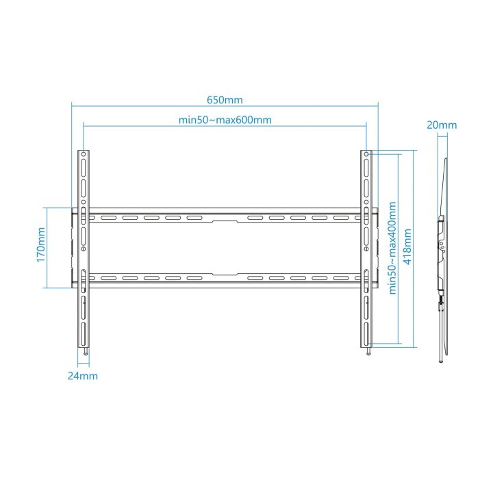 Soporte De Pared Fijo Tooq Lp1080f-b Para Pantalla 37"- 80" Max 45kg Vesa 200x200 A 600x400 Color Negro
