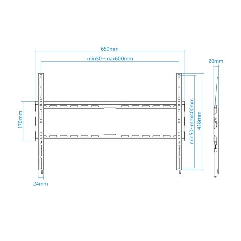 Soporte De Pared Fijo Tooq Lp1080f-b Para Pantalla 37"- 80" Max 45kg Vesa 200x200 A 600x400 Color Negro