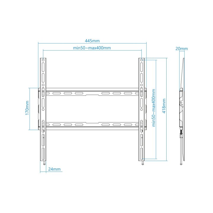 Soporte De Pared Fijo Tooq Lp1070f-b Para Pantalla 32"- 70" Max 45kg Vesa 400x400