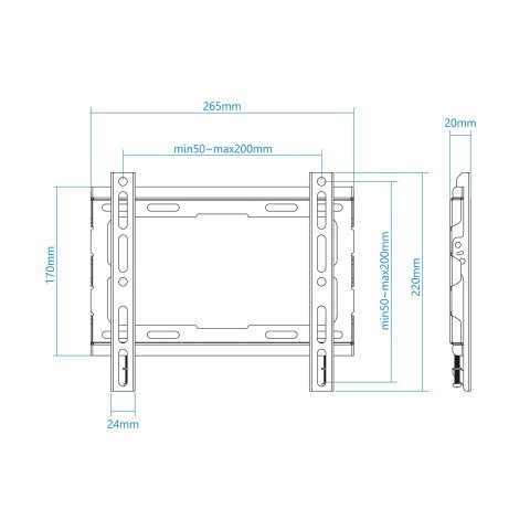Soporte De Pared Fijo Tooq Lp1043f-b Para Pantalla 23-43" Max 45kg Vesa 200x200 Negro