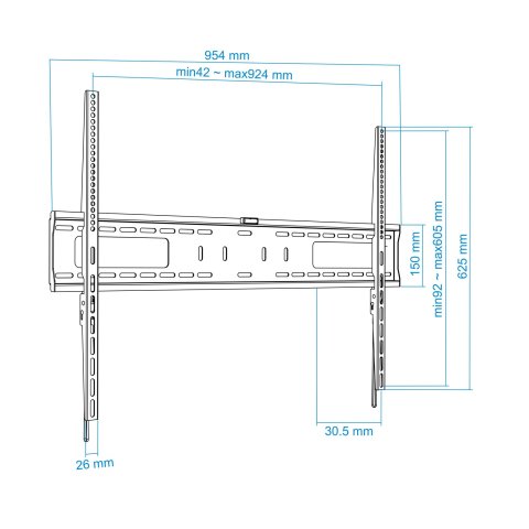 Soporte De Pared Fijo Tooq Lp41100f-b Para Pantalla 60-100" Max. 75kg Vesa Max. 900x600 Negro