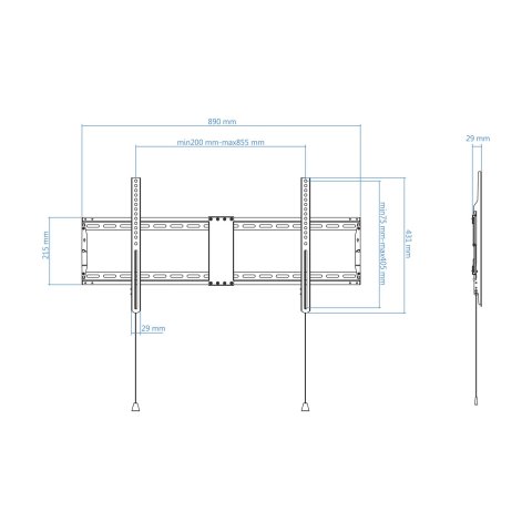 Soporte De Pared Fijo Tooq Lp4390f-b Para Pantalla 43-90" Max. 70kg Vesa Max. 800x400 Negro