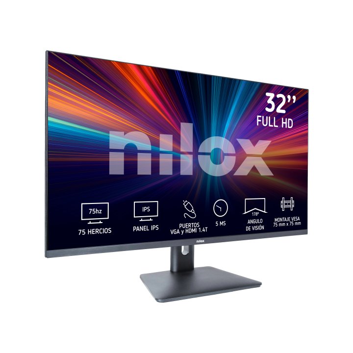 Monitor 32" Hdmi Vga Nilox Nxm32fhd11 Ips Fhd 75hz 5ms 280cd m² Vesa 75x75