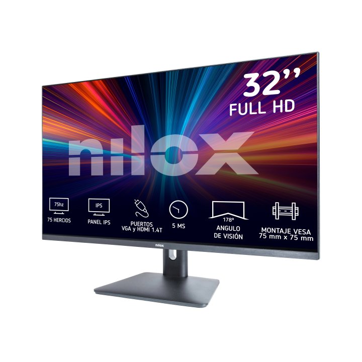 Monitor 32" Hdmi Vga Nilox Nxm32fhd11 Ips Fhd 75hz 5ms 280cd m² Vesa 75x75