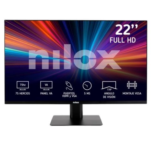 Monitor 22" Hdmi Vga Nilox Nxm22fhd11 Ips Fhd 75hz 5ms 250cd m² Vesa 100x100