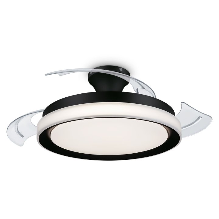 Ventilador De Techo Retractil Philips Bliss 35+28w Led 27-55-40k Mando A Distancia Motor Dc Negro