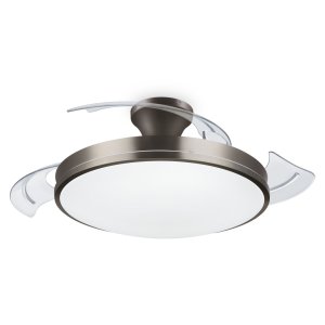 Ventilador De Techo Retractil Atlas 35+28w Led 27-55-40k Mando A Distancia Motor Dc Niquel