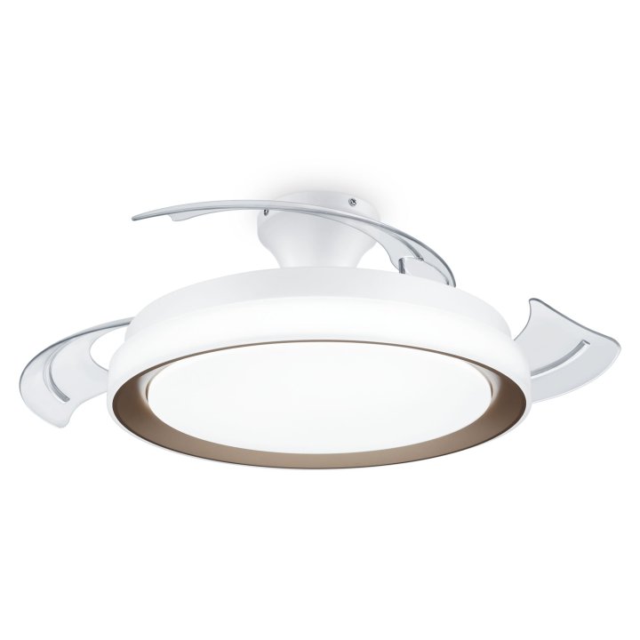 Ventilador De Techo Retractil Philips Bliss 35+28w Led 27-55-40k Mando A Distancia Motor Dc Dorado