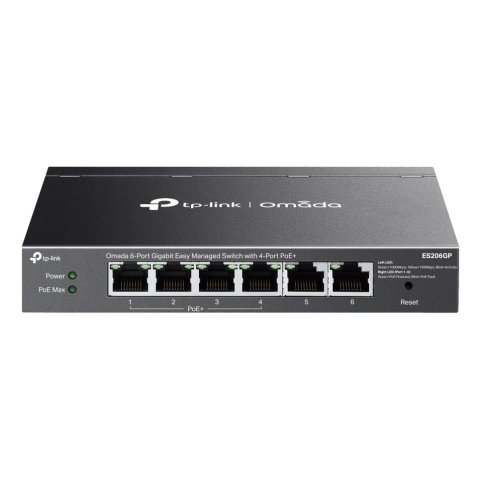 Switch Semigestionable Tp-link Omada Es206gp 6p 4xlangb Poe+ 2xlangb 65w Total Metal
