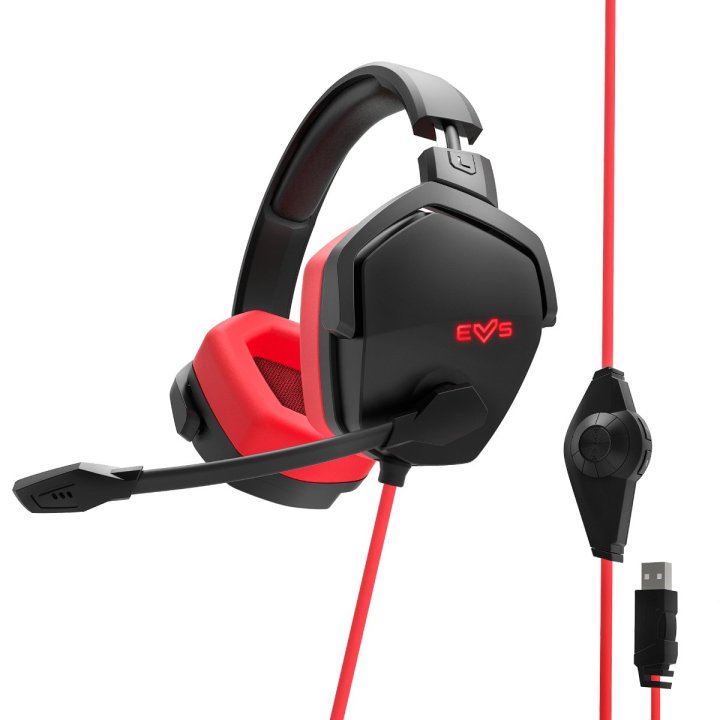 (km0) Headset Gaming Energy Sistem Esg 4 Sorround 7.1 Red Usb Drivers 50mm Micro Ajustable Boom Mic Cash30