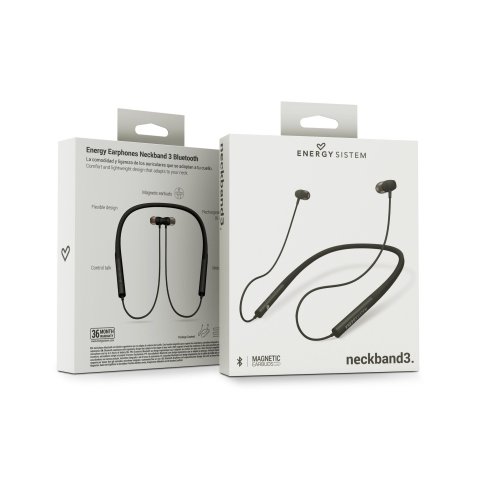 (km0) Auricular Bluetooth Energy System Neckband 3 Intrauditivos Black Banda Con Cierre Magnetico Cash30