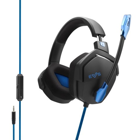 (km0) Headset Gaming Energy Sistem Esg 3 Blue Thunder Jack 3.5mm Drivers 50mm Micro Ajustable Boom Mic Cash30