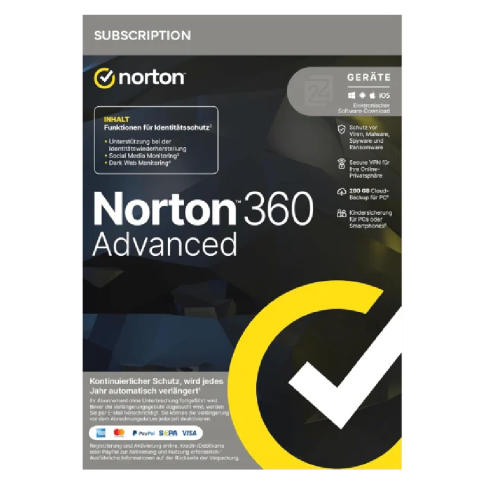 Norton 360 Advanced 200gb 1 User 10 Device 1 Año  **l. Electrónica 