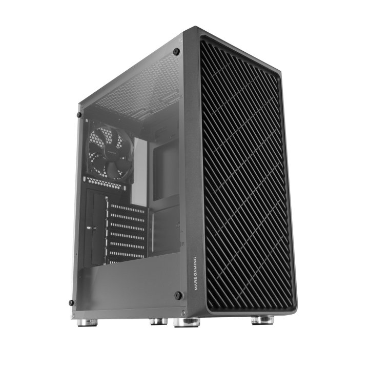 Caja Atx Semitorre Gaming Mars Gaming Mc-3000 Black Frontal Metal Mesh Lateral De Cristal Templado Sin Fuente De Alimentacion