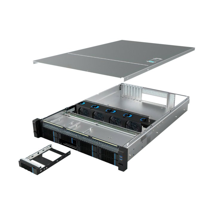 Caja Rack 19" Unykach 2u Fuente 2u Mini Redundante Plata Negro 8 Bahias Hot Swap 2xusb3.0 