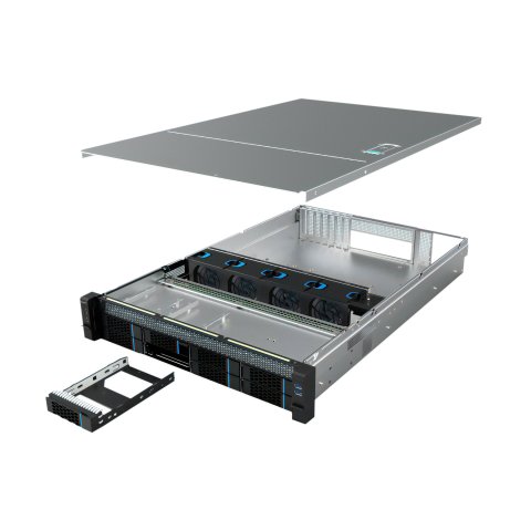 Caja Rack 19" Unykach 2u Fuente 2u Mini Redundante Plata Negro 8 Bahias Hot Swap 2xusb3.0 