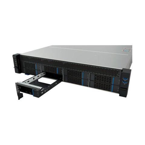 Caja Rack 19" Unykach 2u Fuente 2u Mini Redundante Plata Negro 8 Bahias Hot Swap 2xusb3.0 