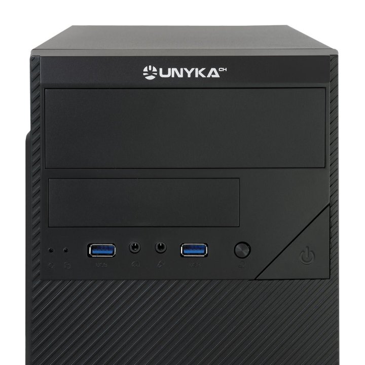 Caja Micro Atx Unykach Aero C20 Color Negro 1 Bahias De 5.25 Usb3.0 Y 2.0 Con Fuente De 500w Indicada Para Reparaciones Y Sub