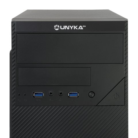Caja Micro Atx Unykach Aero C20 Color Negro 1 Bahias De 5.25 Usb3.0 Y 2.0 Con Fuente De 500w Indicada Para Reparaciones Y Sub