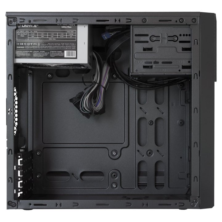 Caja Micro Atx Unykach Aero C20 Color Negro 1 Bahias De 5.25 Usb3.0 Y 2.0 Con Fuente De 500w Indicada Para Reparaciones Y Sub