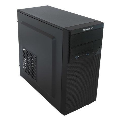 Caja Micro Atx Unykach Aero C20 Color Negro 1 Bahias De 5.25 Usb3.0 Y 2.0 Con Fuente De 500w Indicada Para Reparaciones Y Sub