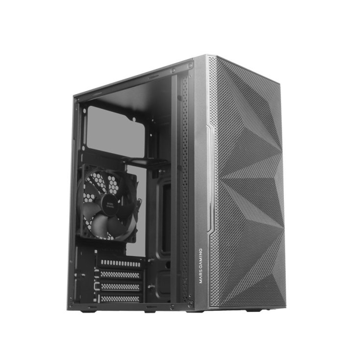 Caja Microatx Gaming Mars Gaming Mc-1500 Black Frontal Metal-mesh Lateral Crital Templado Completo Sin Fuente De Alientacion