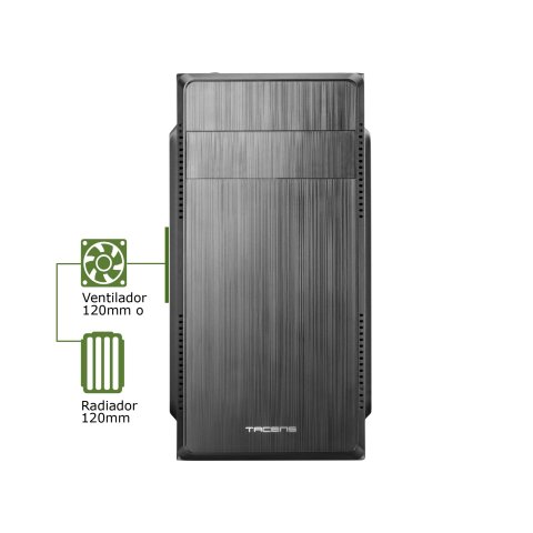 Caja Microatx Tacens Anima Acm500 Frontal Negro Diseño Alumini Pulido Usb 3.0 Y 2.0 Fuente De 500w Incluida