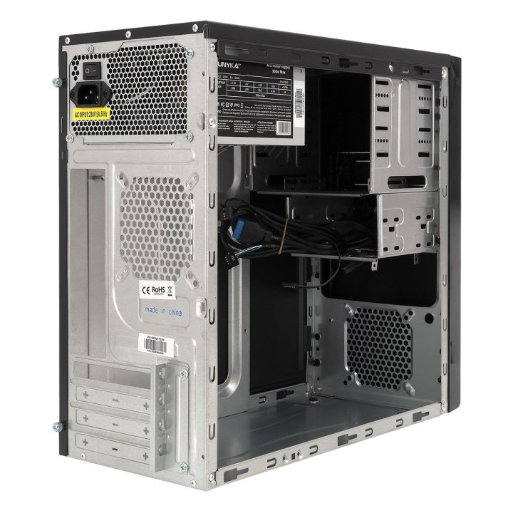 Caja Micro Atx Unyka Matx Dark Shadow Caja Negra Con 2 Bahías De 5.1 4 Con F.a 300w 85% Ee 