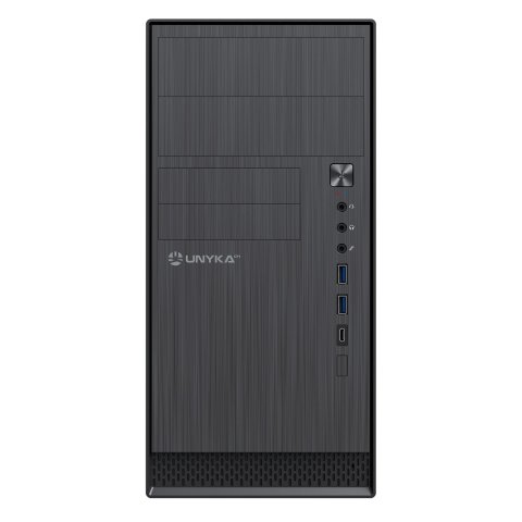 Caja Micro Atx Unyka Aero C12 Frontal Aluminio Cepillado Usb3,0 Usb-c Color Negro Sin F.a