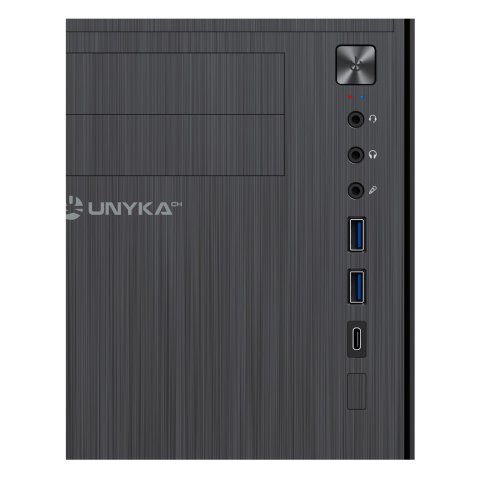 Caja Micro Atx Unyka Aero C12 Frontal Aluminio Cepillado Usb3,0 Usb-c Color Negro Sin F.a