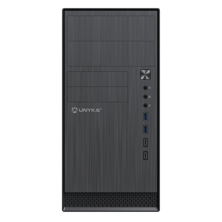 Caja Micro Atx Unykadch Aero C12 Frontal Imitacion Aluminio Cepillado Color Negro Sin Fuente De Alimentacion