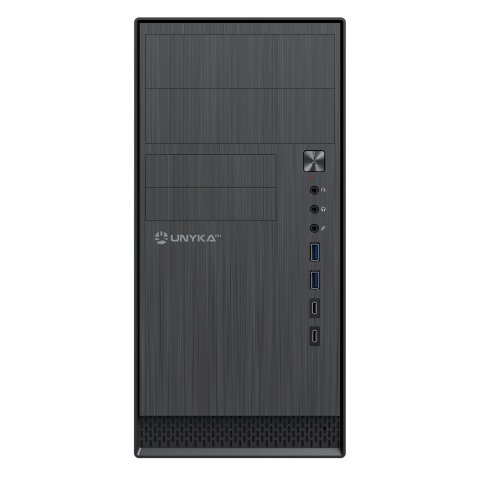 Caja Micro Atx Unykadch Aero C12 Frontal Imitacion Aluminio Cepillado Color Negro Sin Fuente De Alimentacion