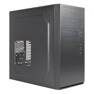 Caja Micro Atx Unyka Aero C11 Black Frontal Con Efecto Aluminio Cepillado Bahias Frontales 2x 3.5" Y 2.5" Sin Fuente De Alime