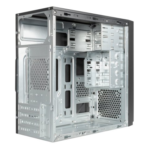 Caja Micro Atx Unyka Aero C11 Black Frontal Con Efecto Aluminio Cepillado Bahias Frontales 2x 3.5" Y 2.5" Sin Fuente De Alime