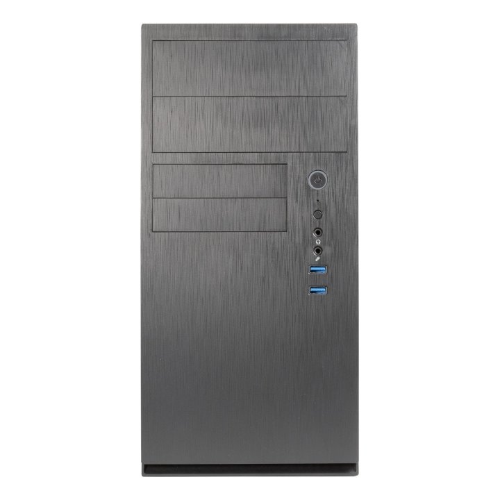 Caja Micro Atx Unyka Aero C11 Black Frontal Con Efecto Aluminio Cepillado Bahias Frontales 2x 3.5" Y 2.5" Sin Fuente De Alime